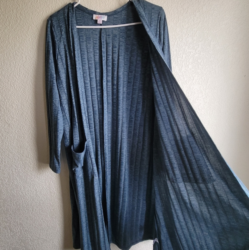 NWT LuLaRoe Womens Sarah Cardigan Duster Size M Medium Blue NEW pockets Casual
